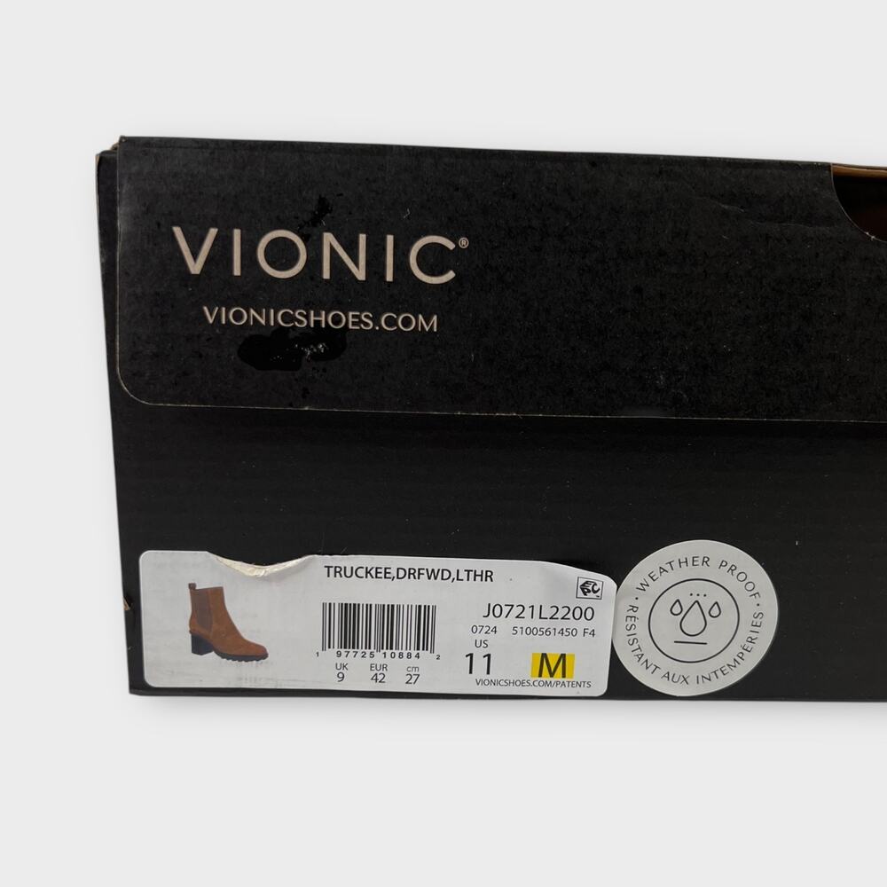 Vionic Truckee Leather Heeled Platform Bootie in Driftwood Size 11 NEW - Picture 8 of 10